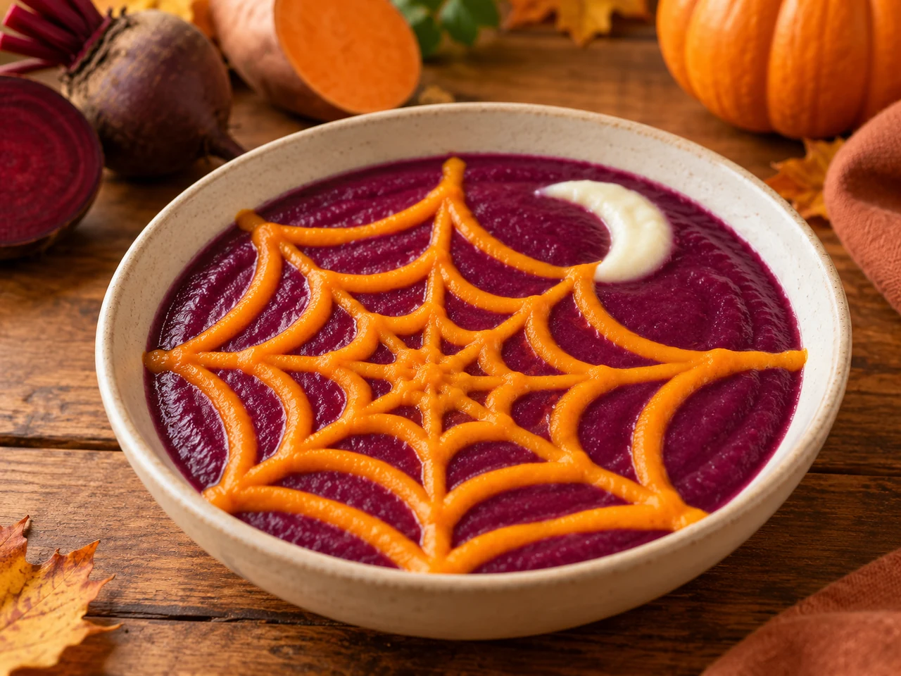 Crema morada de remolacha y boniato para bebés