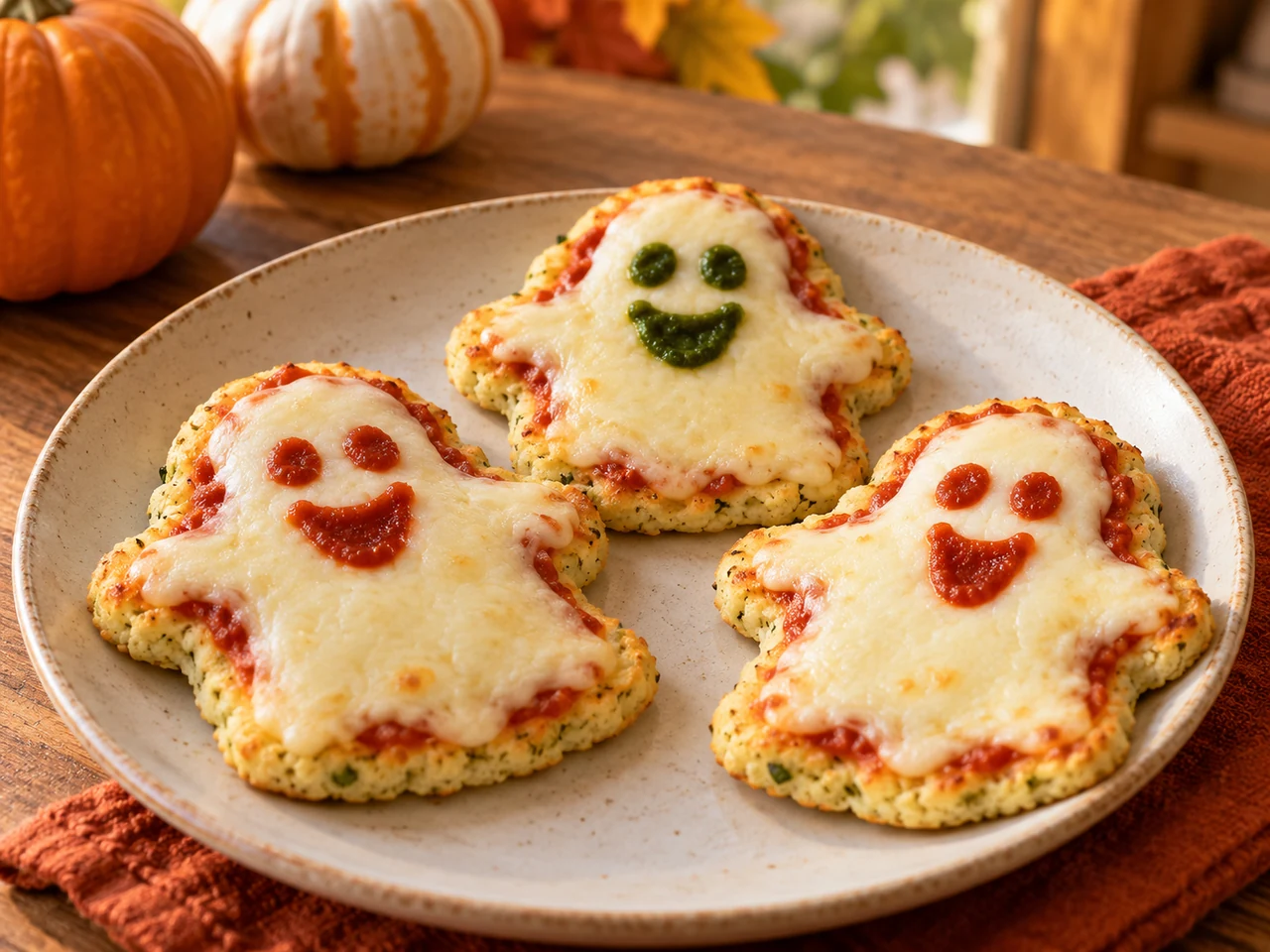 Mini pizzas fantasma de coliflor BLW para bebés