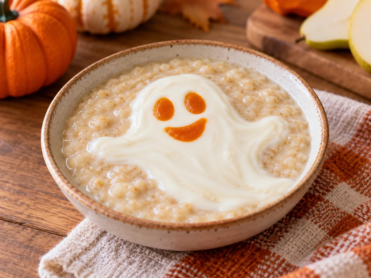 Papilla de pera y avena especiada para bebés